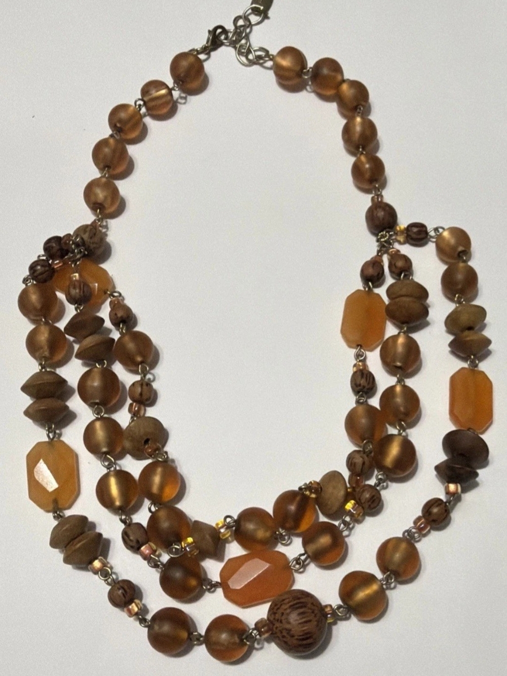 Coldwater Creek Multi-Strand Brown and Amber Beaded Necklace